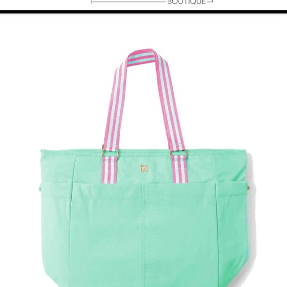 mary on the square Handbags - Mary on the square green  Tote Bag with Pink Straps